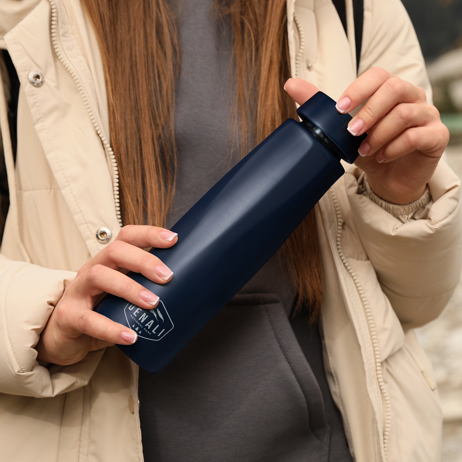 Recycled stainless steel drink bottle