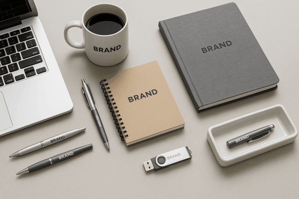 branded gifts flat lay