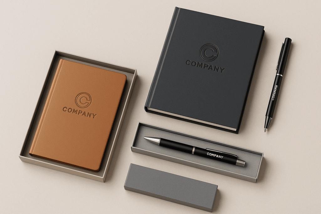 promotional notebooks and branded pens