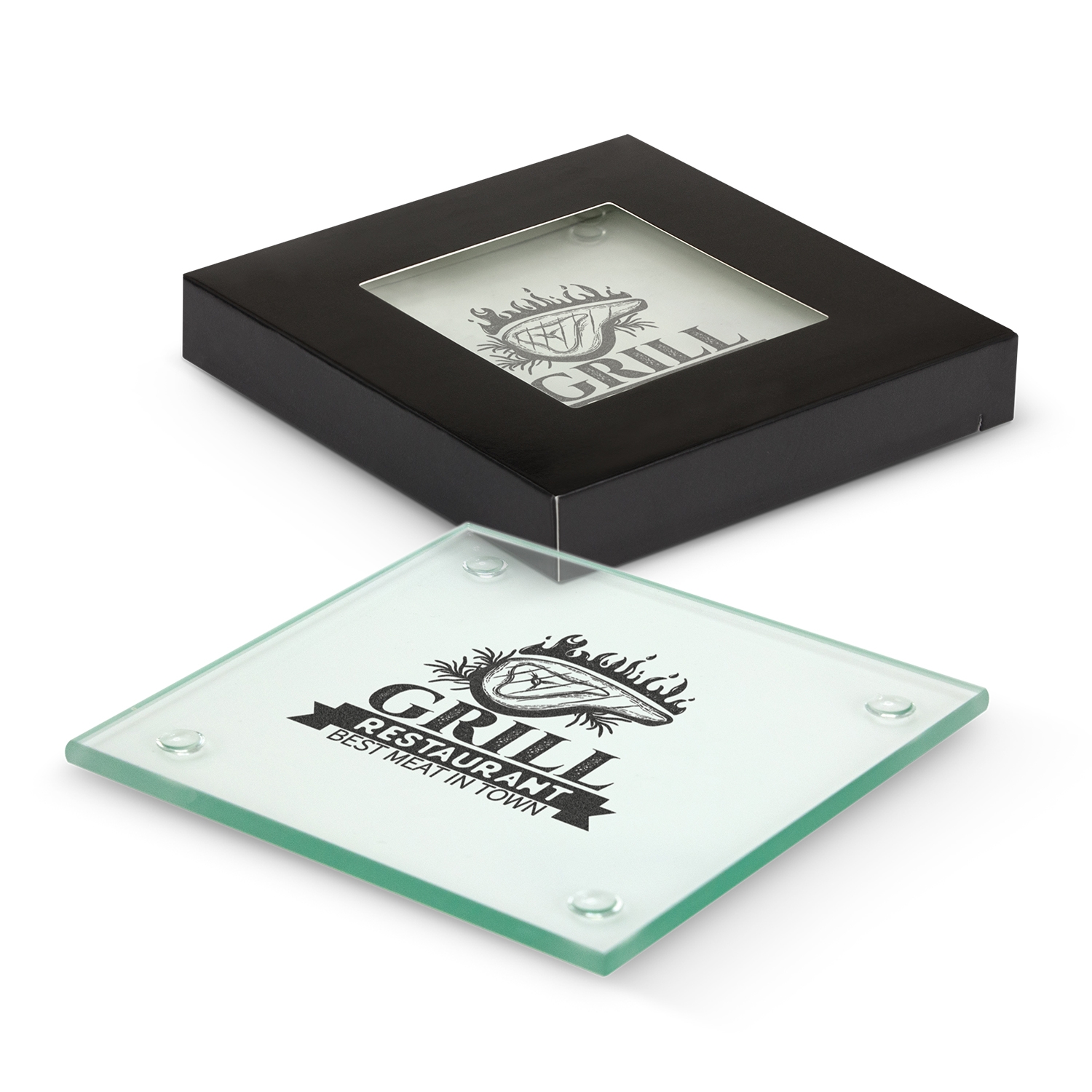 Promotional Venice Glass Coaster - Set of 2 - Square