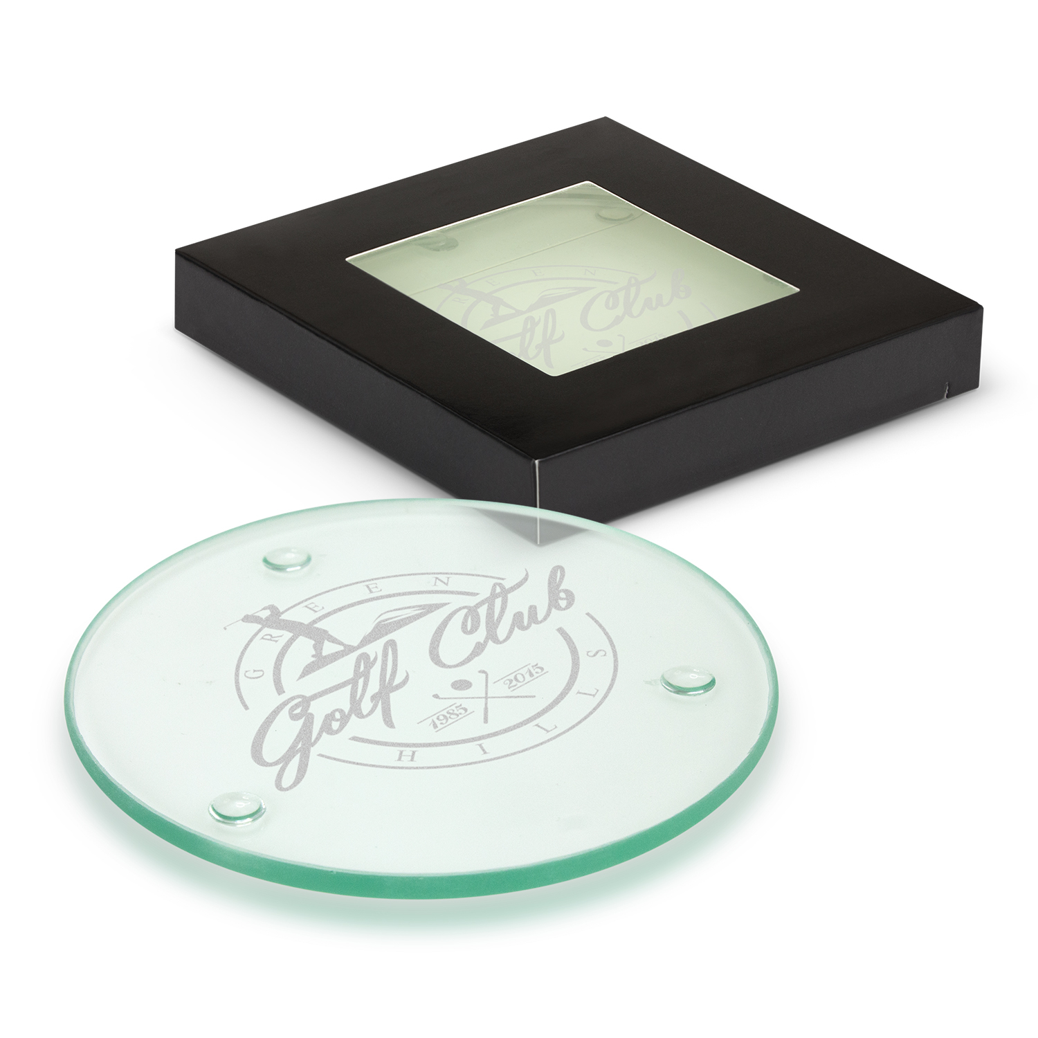 Promotional Venice Glass Coaster - Set of 2 - Round