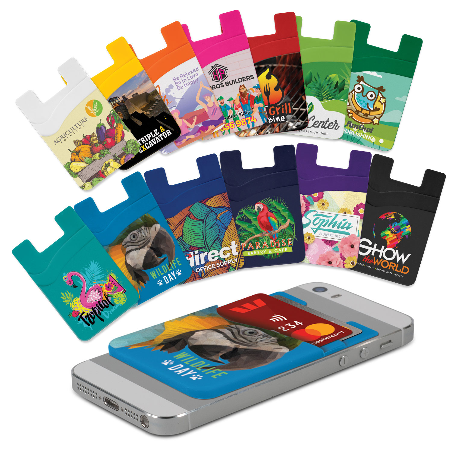 Promotional Dual Silicone Phone Wallet - Full Colour