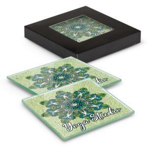 Venice Glass Coaster – Set of 2 – Square – Full Colour
