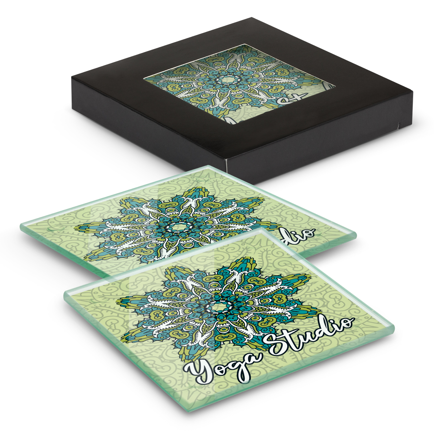 Promotional Venice Glass Coaster - Set of 2 - Square - Full Colour
