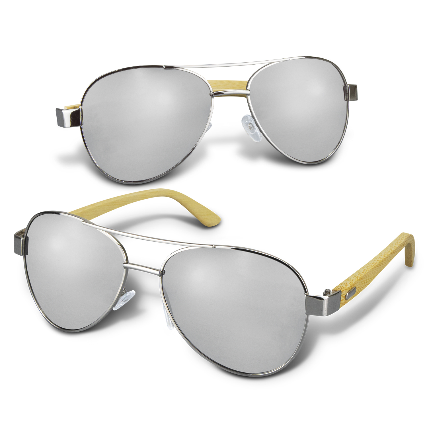 Promotional Aviator Mirror Lens Sunglasses - Bamboo