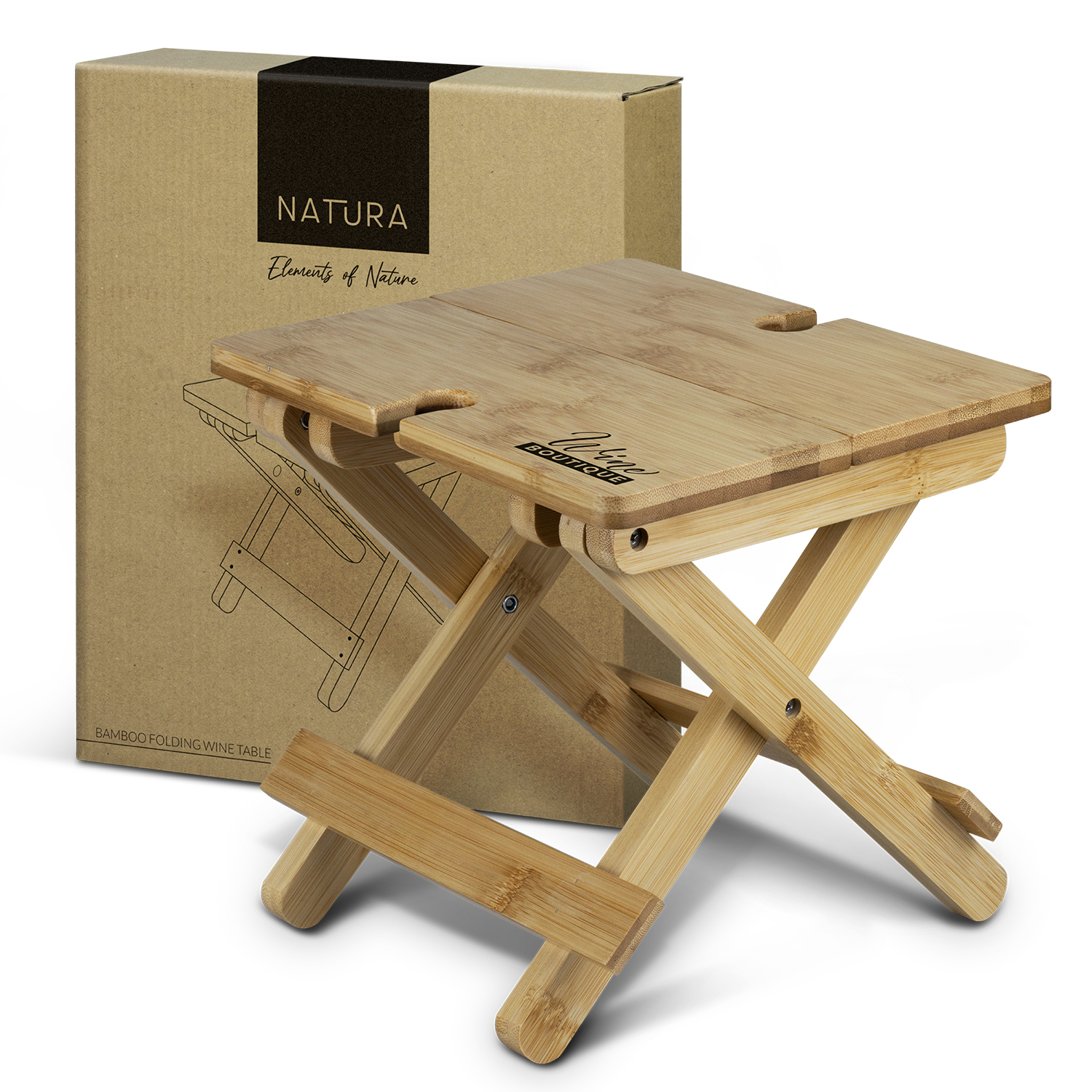 Promotional NATURA Bamboo Folding Wine Table