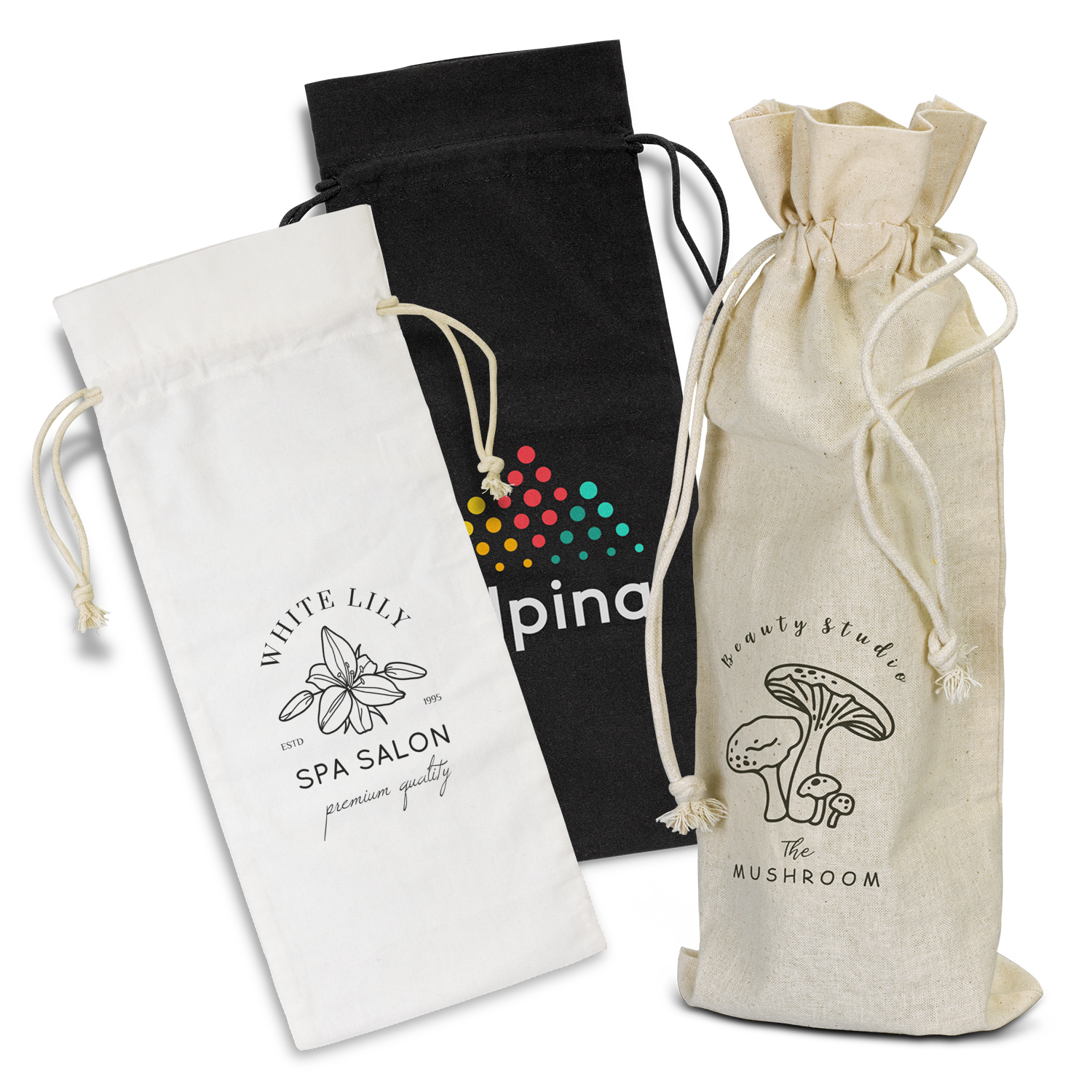 Promotional Cotton Wine Drawstring Bag