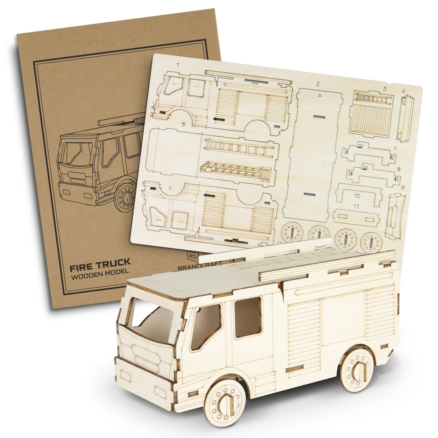 Promotional BRANDCRAFT Fire Truck Wooden Model