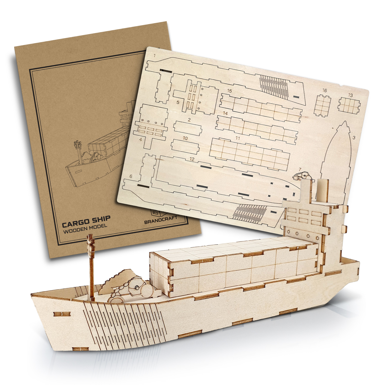 Promotional BRANDCRAFT Cargo Ship Wooden Model