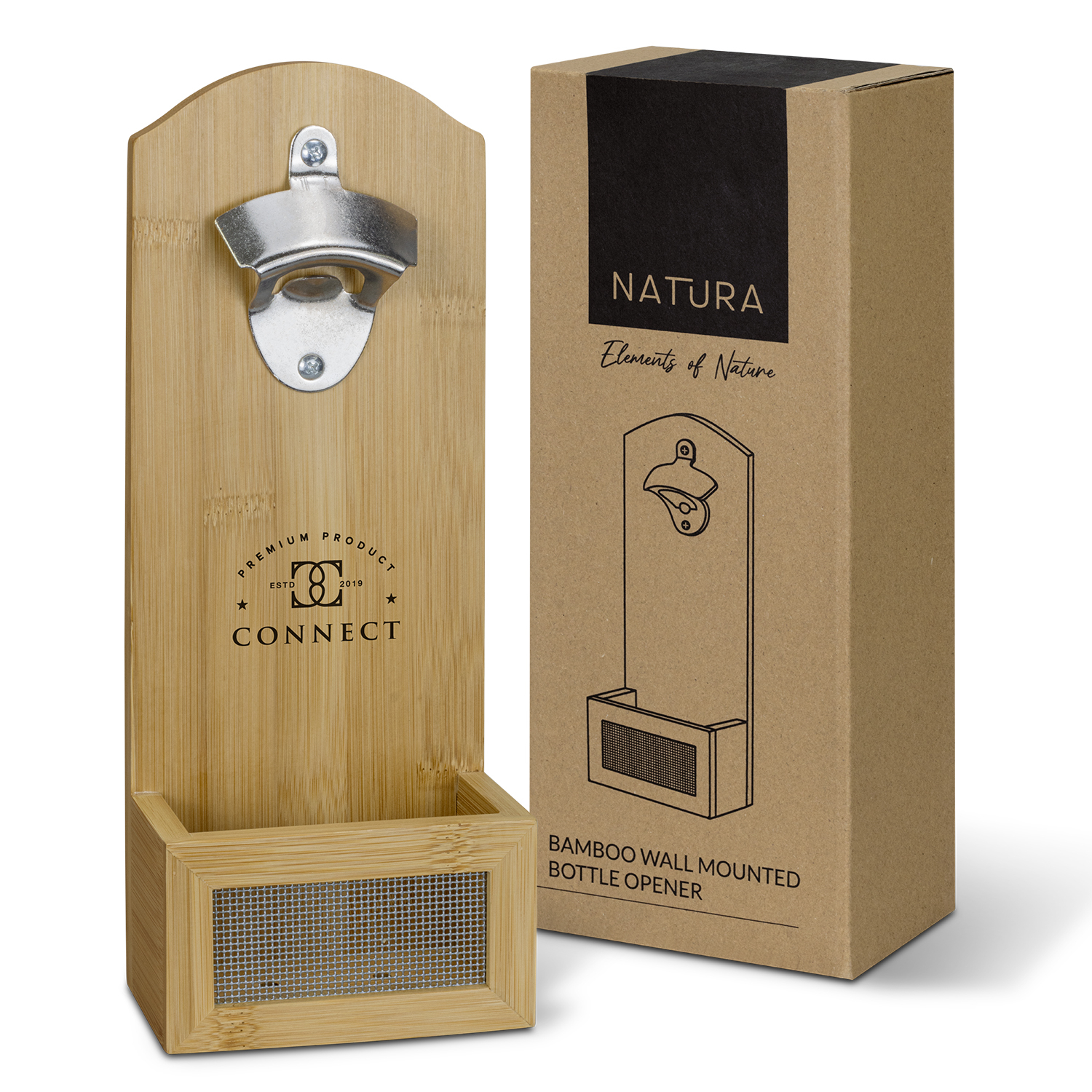 Promotional NATURA Bamboo Wall Mounted Bottle Opener