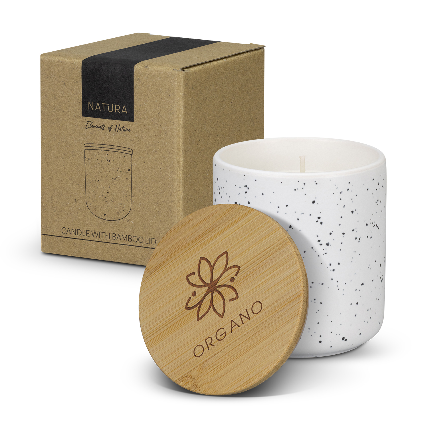 Promotional NATURA Candle with Bamboo Lid