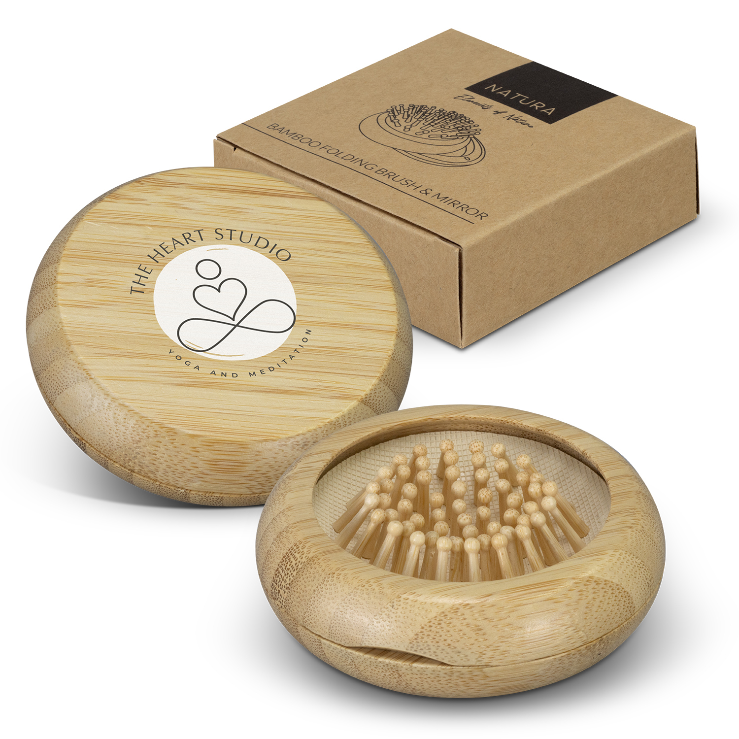 Promotional NATURA Bamboo Brush and Mirror