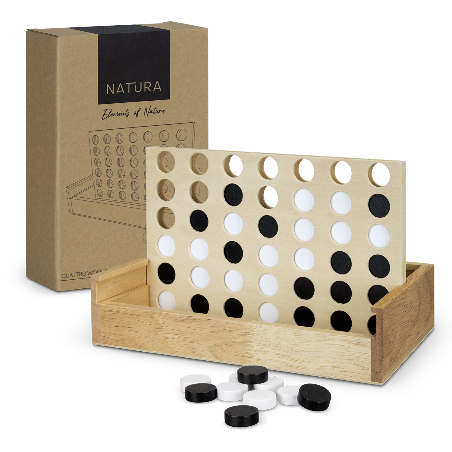 Promotional NATURA Quattro Wooden Four-in-a-Row Game