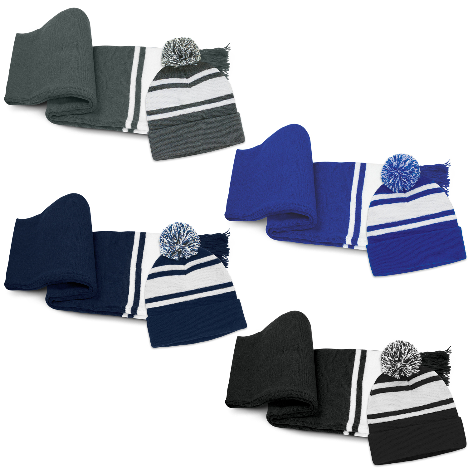 Promotional Commodore Scarf and Beanie with Pom Pom Set