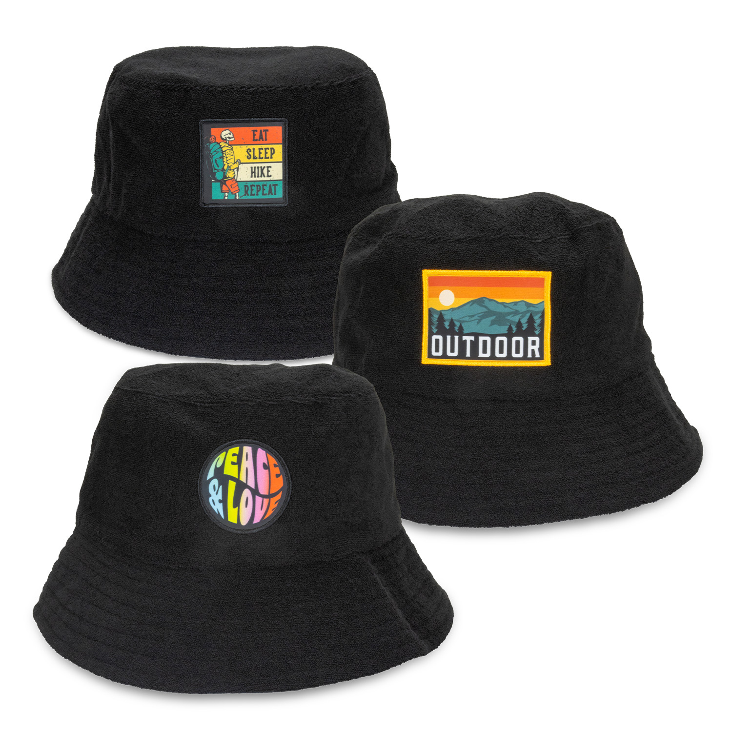 Promotional Terry Towelling Bucket Hat with Full Colour Patch